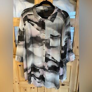 Torrid Black and Gray Button Down Shirt